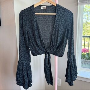 Show Me Your Mumu Black Leopard Print Tie-Front Top